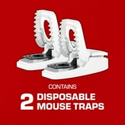 Tomcat Press N Set Mouse Trap, Plastic, Spring-Loaded Mouse Killer with Grab-Tab, 2 Traps
