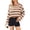 Coffee, variant on Women's Retro Casual Loose Fashion Winter Short Knitted Striped O-Neck Sweater, Chic and Comfortable, Perfect for Layering and Seasonal Activities,Blue,L