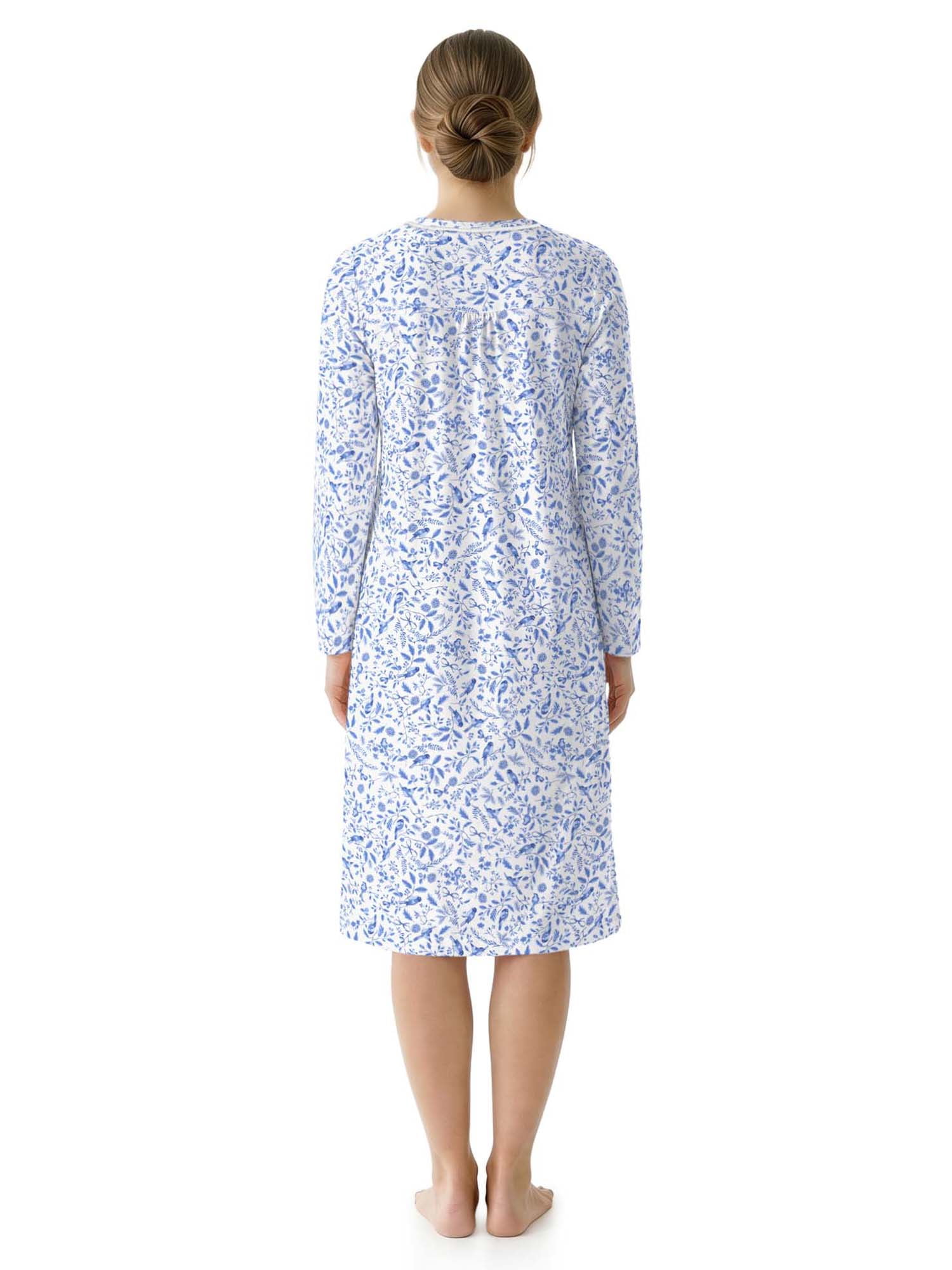 Aria Women’s Long Sleeve Stretch Velour 44" Sleepwear Nightgown, Sizes XS-5X