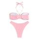 thumbnail image 5 of Traje de baño de 2 piezas para mujer, trajes de baño para mujer, traje de baño bikini de estilo dividido de color liso casual y a la moda para mujer con tirantes., 5 of 7