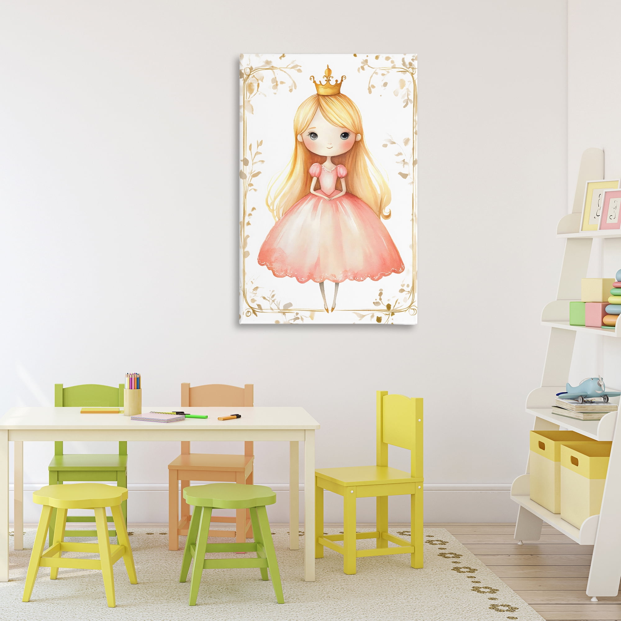 Stupell Industries Golden Crown Fairytale Princess Canvas Wall Art, design by Creative Studio