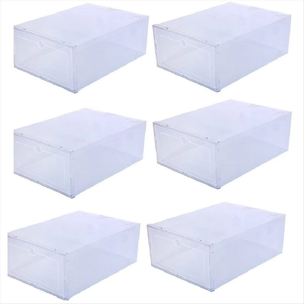 Caja de Zapatos Transparente de 6 Piezas, Organizador de Zapatos, Gruesa, Plegable, Resistente Al Polvo, Apilable y Combinada.