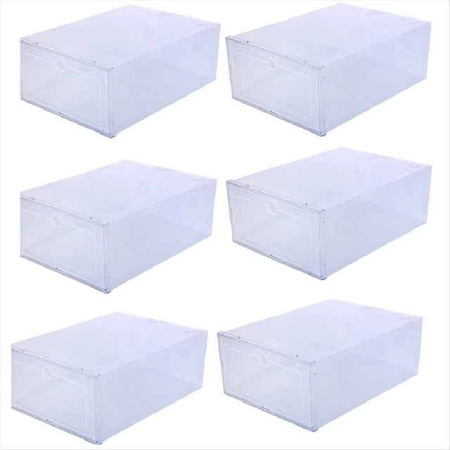 Caja de Zapatos Transparente de 6 Piezas, Organizador de Zapatos, Gruesa, Plegable, Resistente Al Polvo, Apilable y Combinada.