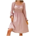 thumbnail image 1 of Vestido de falda acampanada de cintura de Color sólido con cuello de una línea de moda Sexy informal para mujer Pompotops  hdfakjf8895, 1 of 7