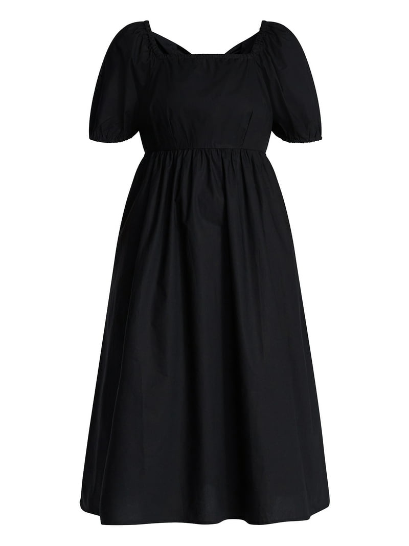 loft tie puff sleeve midi dress in black Loft Petite Tie Puff Sleeve Midi Dress at Hamilton Place in Chattanooga, TN