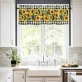 thumbnail image 2 of nqOlkjepod Sunflower Farmhouse Short Window Curtain Valances, Rustic Brown Country Star Black Checkered Rod Pocket Kitchen Valances for Living Room Bedroom Bathroom Cafe, 1 Panel - 42" x 18", 2 of 8