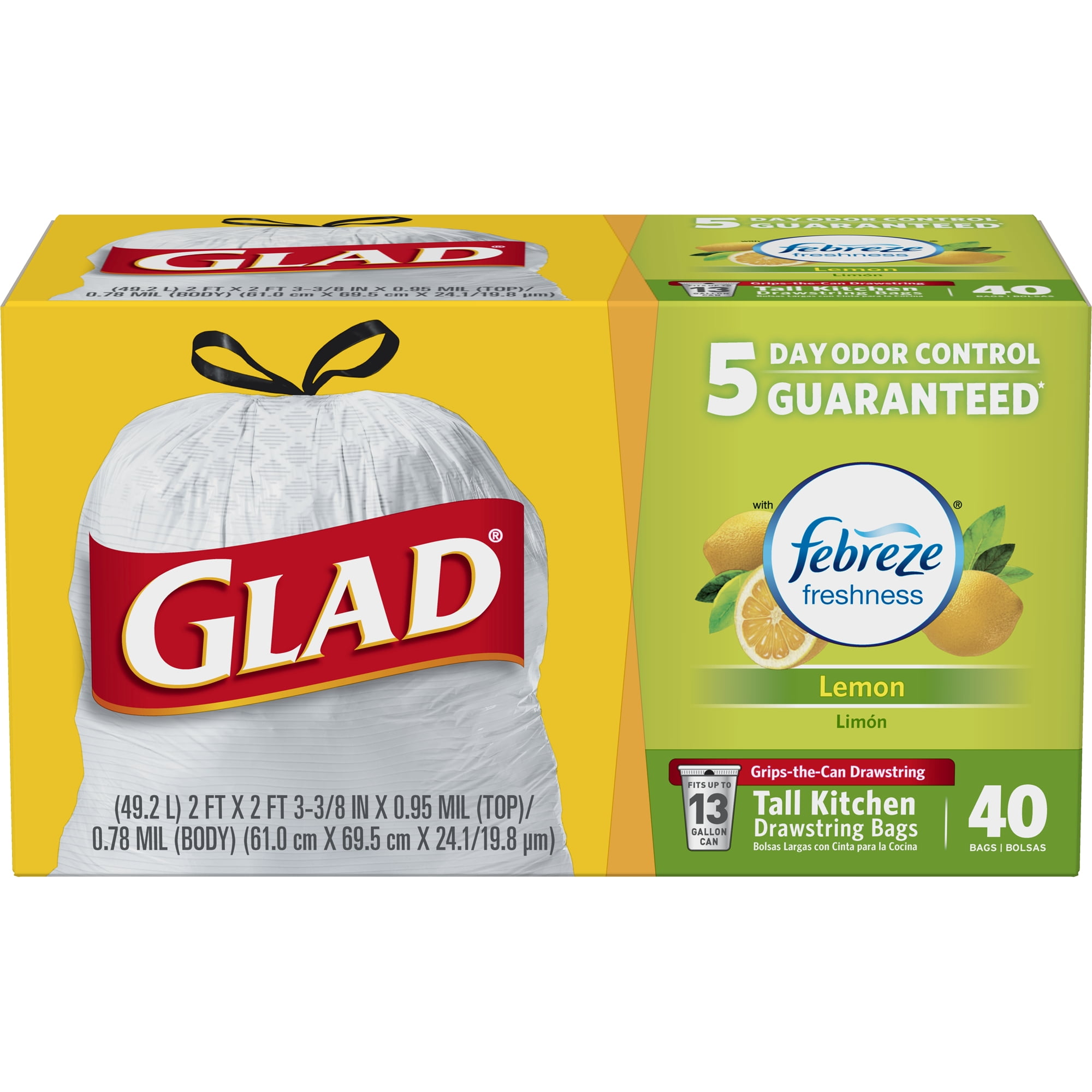 Buy Glad 100% Compostable OdorShield Quick-Tie Small Trash Bags, Lemon Scent,  2.6 Gallon, 20 Count Now! Only $