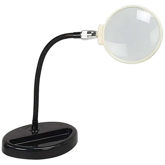 ToolUSA 4.5" 2X Gooseneck Magnifier | 13" Adjustable Neck | Weighted Base with Tray | Space-Efficient for Desks & Benches