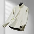 thumbnail image 7 of Women's Windbreaker Jackets Stand Collar Full Zipper Long Sleeve Cardigan Plus Size Hiking Outwear With Zip Pockets (M, Beige), 7 of 7