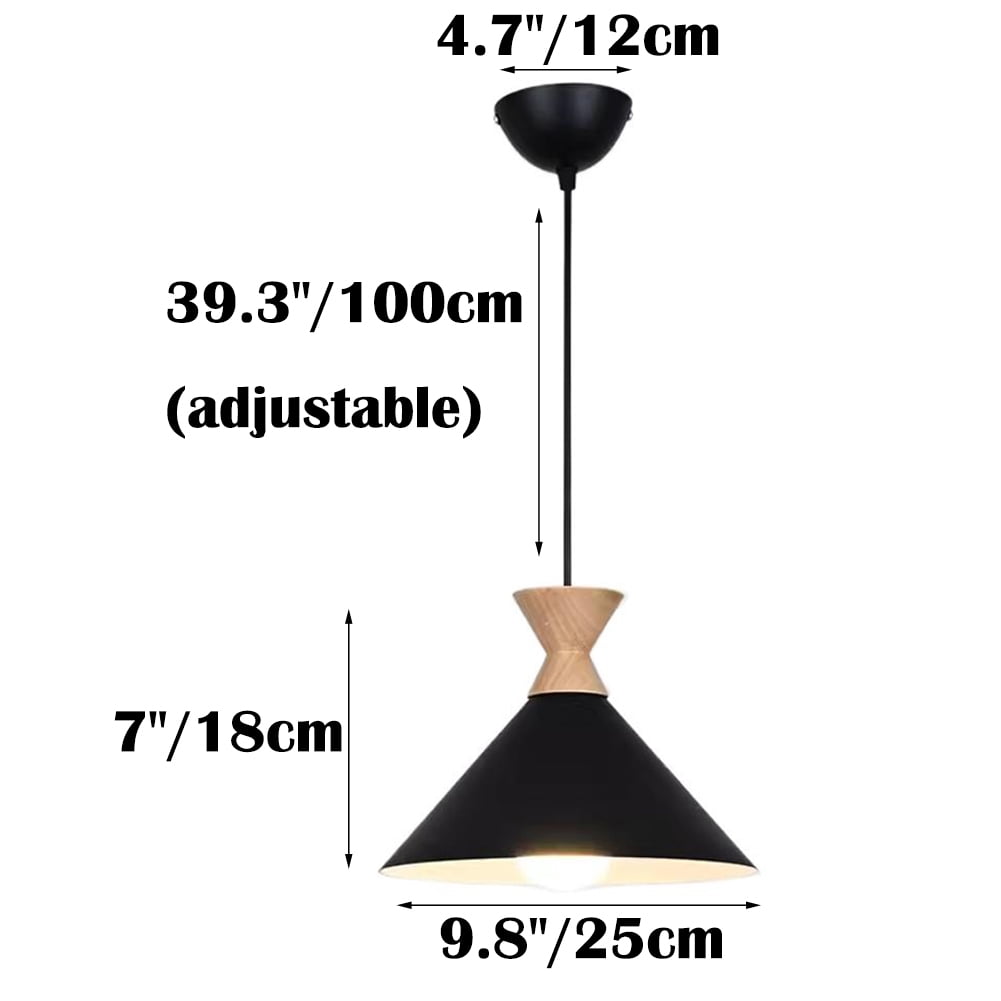 Small Colorful Wood Metal Pendant Light Fixture for Over Kitchen Sink, Single Creative Simple Pendant Lighting, Nordic Retro Hanging Lamp, Modern Farmhouse Ceiling Chandelier for Dining Table