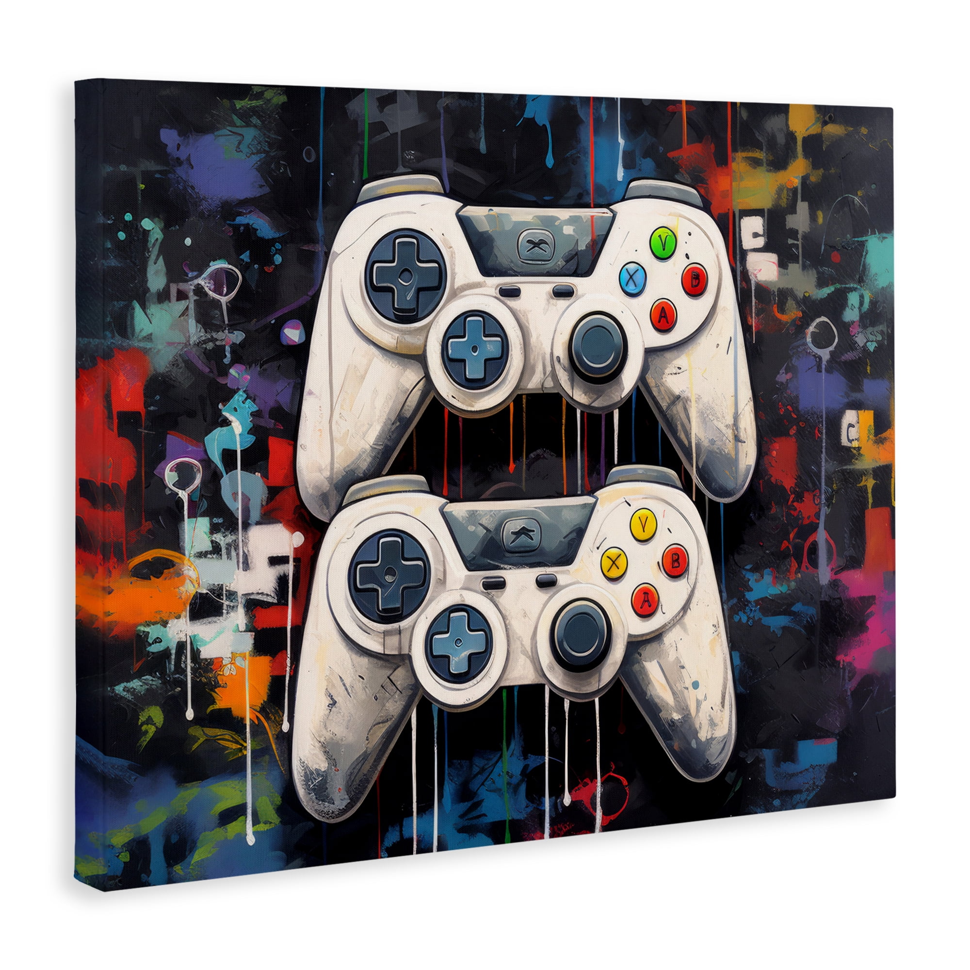 Stupell Industries Joystick Journeys with Paint Splatter Canvas Wall Art, design by Lazar Studio