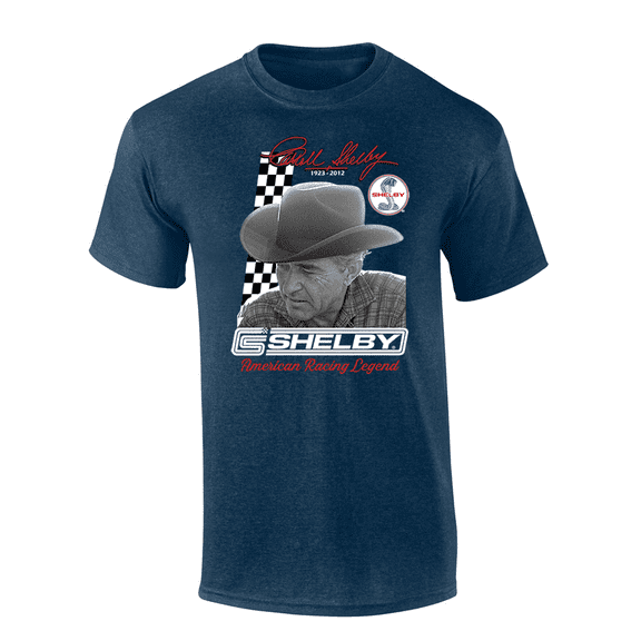 Carroll Shelby Racing Legend Racing And Vintage Mustang Car Enthusiast Short Sleeve Adult Graphic T-Shirt-Heather Navy-6xl