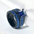 thumbnail image 5 of GY Black Gold Plated Blue 1.5CT CZ Women Wedding Ring Sets 2pcs Engagement Ring for Woman, 5 of 7