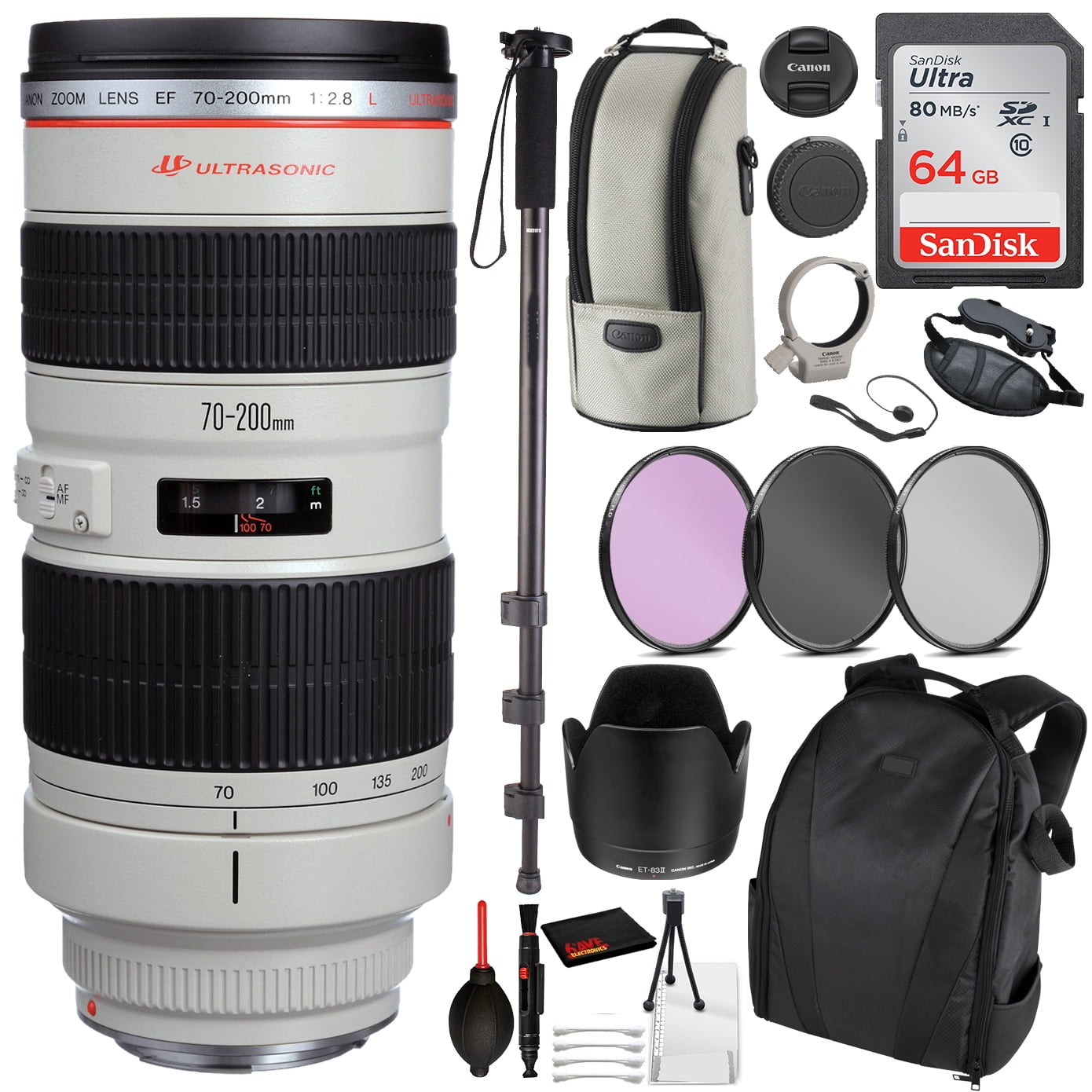 Canon EF 70-200mm f/2.8L USM Lens Essential Bundle Kit for Canon