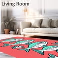 thumbnail image 2 of ODIKA 4'x6' Machine Washable Non-Slip Area Rug, Sardine Fish Shaped Novelty Floor with Quirky Cartoon Appeal High Traffic Rug, Red, 718984, 2 of 7