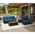 thumbnail image 2 of Mvpipi Outdoor Patio Furniture Set with Swivel Chairs and Ottoman, 6 Pieces All-Weather Wicker Patio Conversation Sets with Sofa and Coffee Table for Backyard, Porch, Balcony, Peacock Blue, 2 of 9