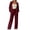 Wine, variant on Sahpxhe 2 Piece Matching Sets Women Ribbed Knit Oversized Zip Up Hooded Cropped Jacket Wide Leg Pants Airport Lounge Outfits Gray S