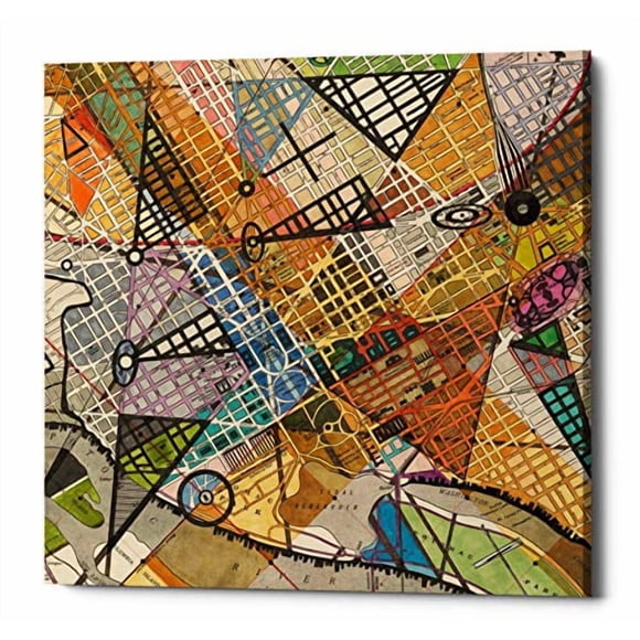 Epic Graffiti ` `Modern Map of D.C.` by Nikki Galapon Giclee Canvas Wall Art, 26" x 26", Beige
