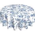 thumbnail image 1 of Navy Blue Floral Tablecloth Round 70 x 70 Inch Navy Blue Chinoiserie Floral Table Cloth Polyester Fabric Vintage Spring Summer Flowers Farmhouse Table Cover for Kitchen Party Picnic Outdoor Decor, 1 of 6