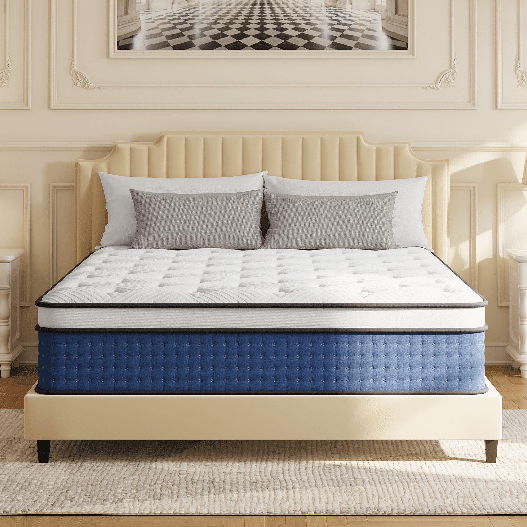 Dealnight 14" King Size Firm Hybrid Mattress in-a-box, Cooling Gel & Independent Spring, CertiPUR-US Certified, 10-Year Warranty, All Sleep Positions & Pets