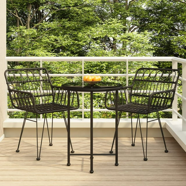 vidaXL Ensemble de Salle à Manger de Jardin 3 Pcs en Rotin Poly Noir