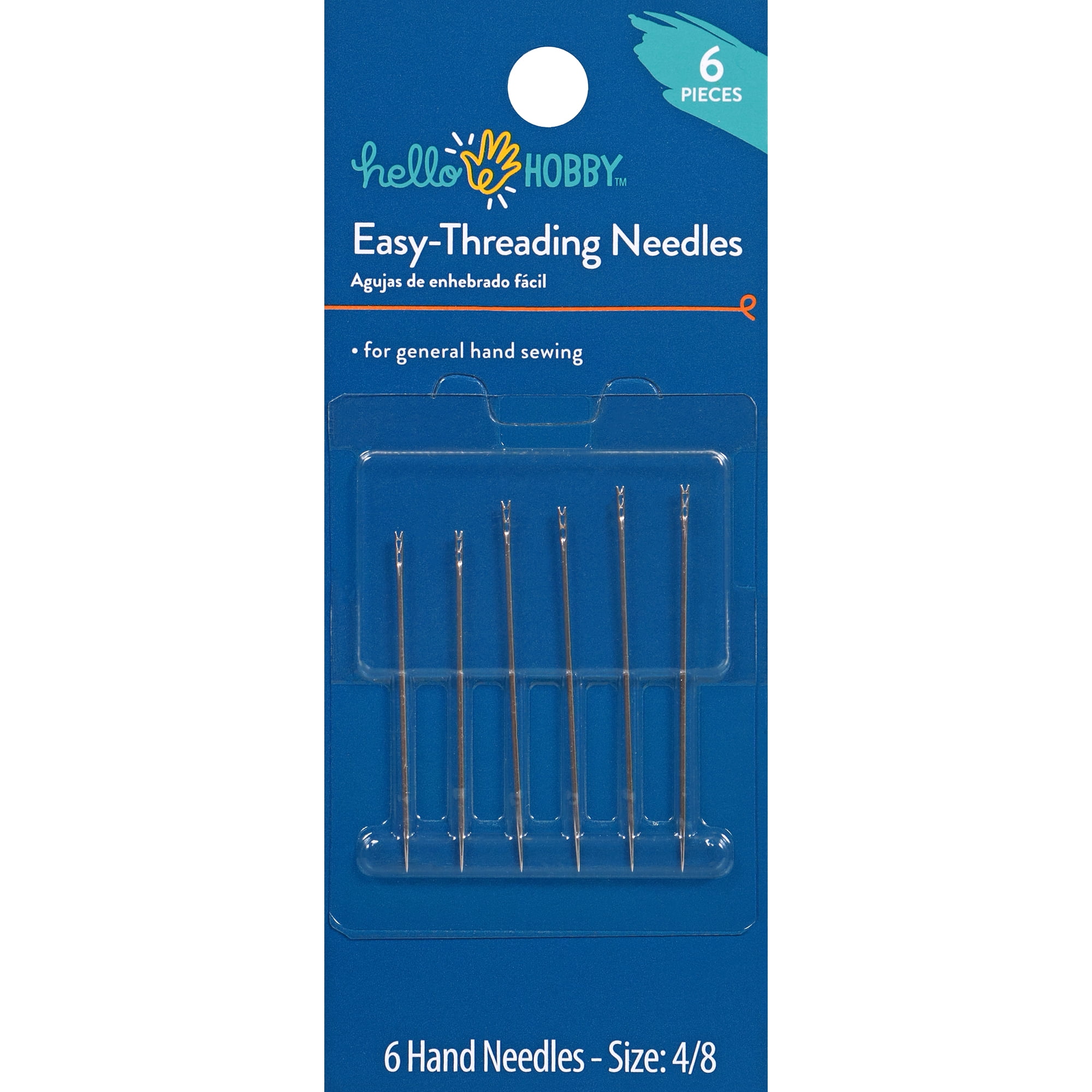 Hello Hobby Easy-Threading Steel Hand Sewing Needles, Sizes 4/8, 6 ...