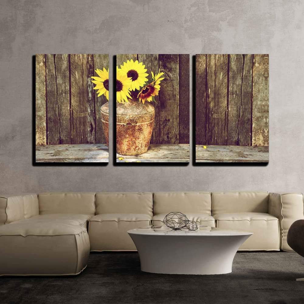 wall26 - Rustic Vase with Sunflowers - Canvas Art Wall Decor - 24