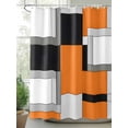 thumbnail image 2 of Orange Black Geometric Shower Curtain, Abstract Patchwork Modern Art Waterproof Shower Curtain Set with 12 Hooks Lightweight Washable Fabric Shower Curtains for Bathroom 72x72 Inches, 2 of 6