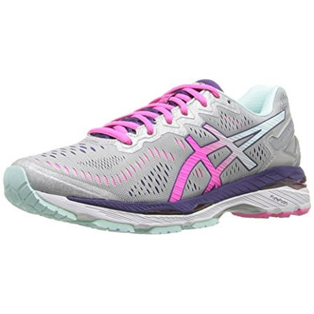 ASICS Women's Gel-Kayano 23 Running Shoe, Silver/Pink Glow/Parachute Purple, 7 D (Best Hybrid Running Shoes 2019)