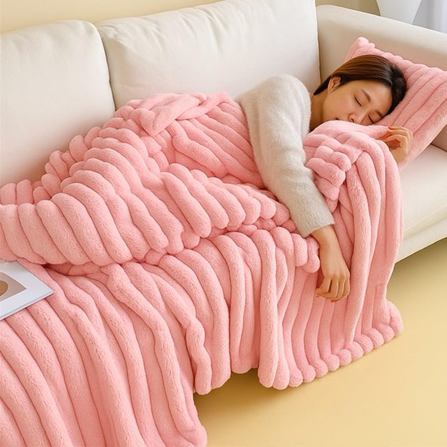 Thickened Plush Nap Blanket, Rabbit Plush Milk Velvet Cover Blankets, Fall Winter Weighted Fluffy Bed Throw Room Decor, Oversized Fuzzy Warm Couch Throws Gifts