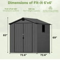 thumbnail image 6 of Homall 6x6ft Outdoor Plastic Storage Shed with Window,Weather-Resistant, Easy Assembly, Wood-Effect Garden Tool House,Dark Gray, 6 of 7