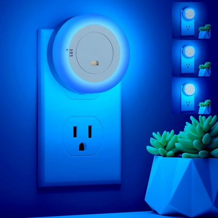 

Led Night Light Dimmable Plug-In Dusk To Dawn Light Sensor Hallway Lights Smart Nightlight For Bathroom Bedroom Adults & Kids Room Kitchen Stairway Blue Lights，2-Pack