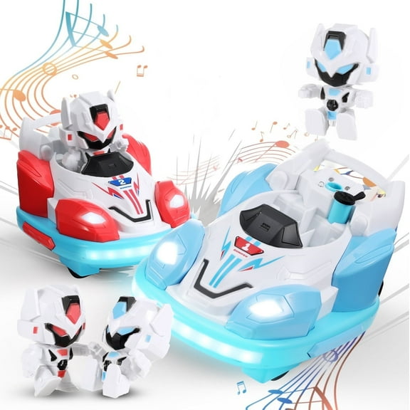 Anpro Remote Control Car for Toddlers, Kids RC Ejecting Bumper Car with Music LED Lights Spray, RC Cartoon Car Speed Bumper Cars Toys Set of 2 Players for Boy Girls 3-10 Years Old