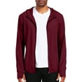 thumbnail image 2 of NELEUS Mens UPF 50+ Hooded Athletic Jackets for Fishing Hiking High Collar Full Zipper with Thumb Holes and Pockets,Wine Red,US Size XL, 2 of 8