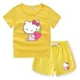 thumbnail image 5 of Hello Kitty-Camiseta de cuello redondo para niños, pantalones calientes informales, camisa de fondo para niños y niñas, traje de camiseta de color caramelo absorbente para el sudor, 5 of 5