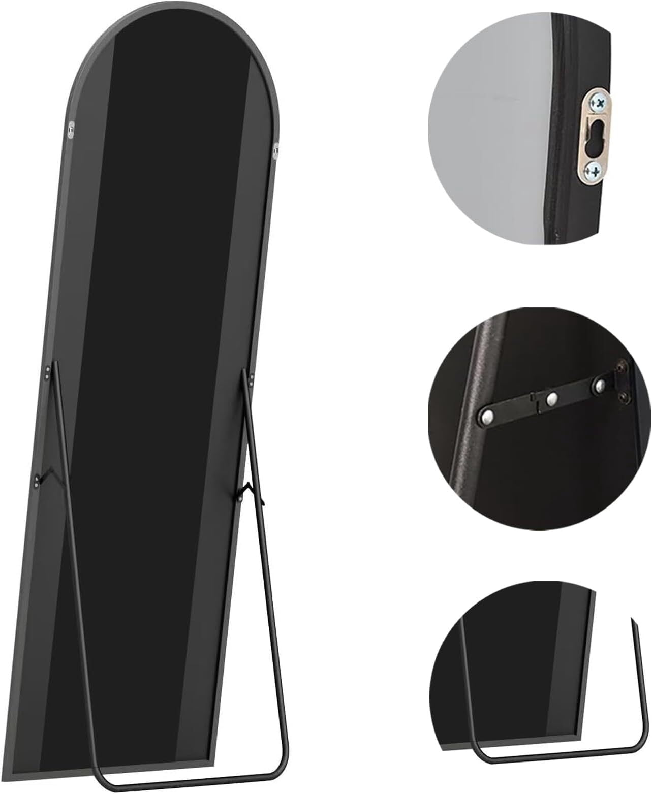 Anyrose 68"x22" Arched Full Length Mirror Aluminum Alloy Frame Floor Mirror,Black
