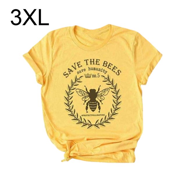 Camiseta de mujer con letras, manga corta, camiseta con cuello redondo, blusa de verano, amarillo, 3XL Scienceny AP002565-05