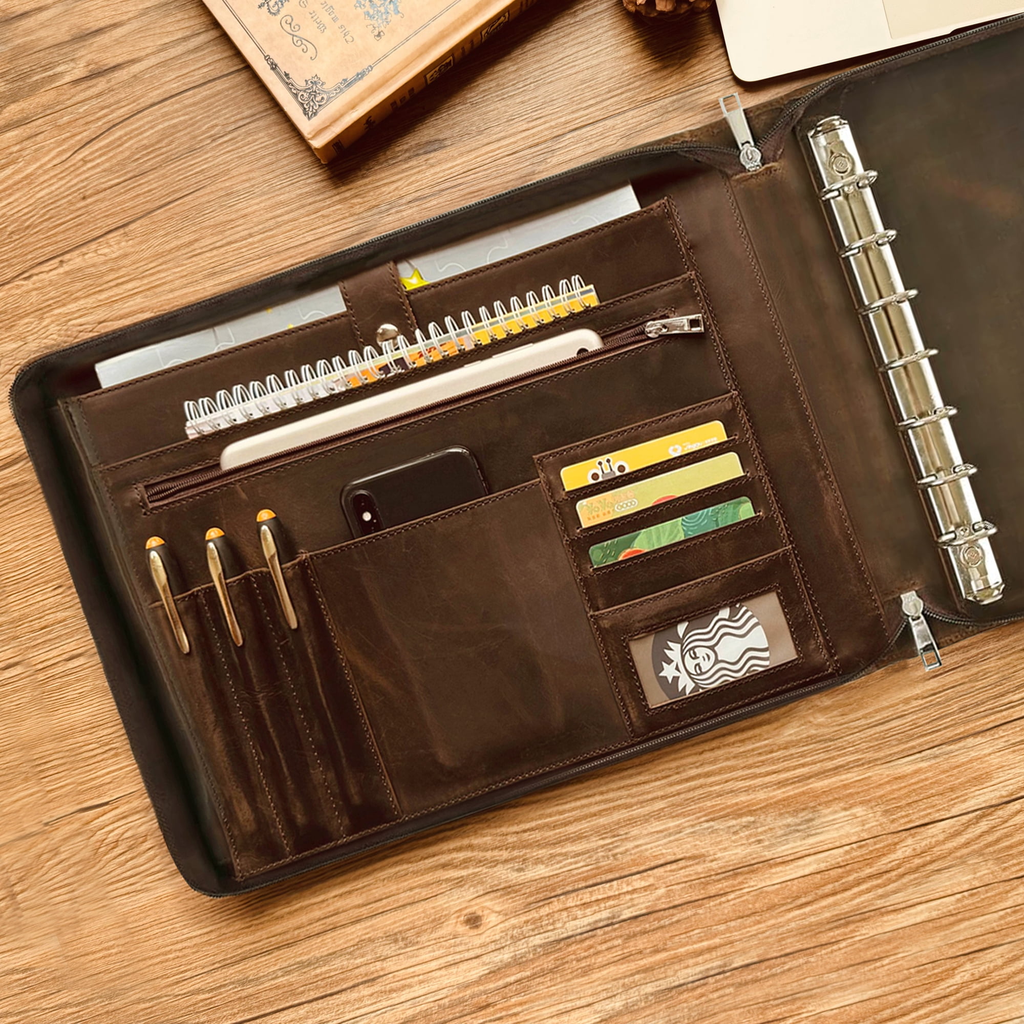 7 Ring Check Binder for Business Checks, Checkbook Binder with Zipper for 3-up Business Checks,Personalized Check Book Portfolio for 9 x 13 inch Sheets 600 Check, Check Holders for Men/Women