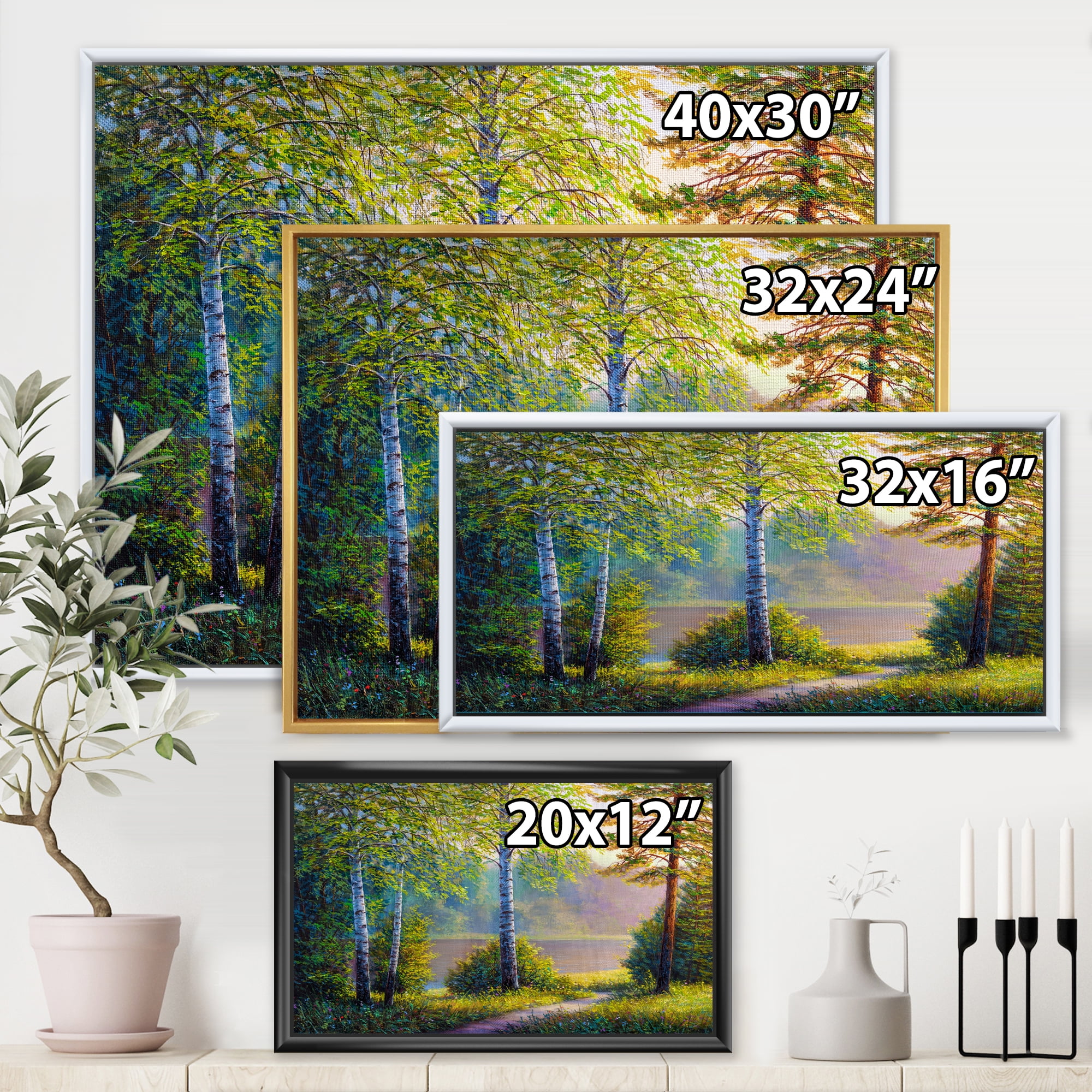 Designart 'Subtle Sunset Light Through The Trees I' Traditional Framed Canvas Wall Art Print