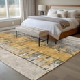 thumbnail image 4 of Area Rug for Living Room, Yellow Grey Abstract Non-Slip Indoor Ex Large Carpet for Bedroom/Dining Room, Gradient Geometric Graffiti Retro Wooden Washable Low-Profile Floor Runner Rugs - 8 x 10 Ft, 4 of 8