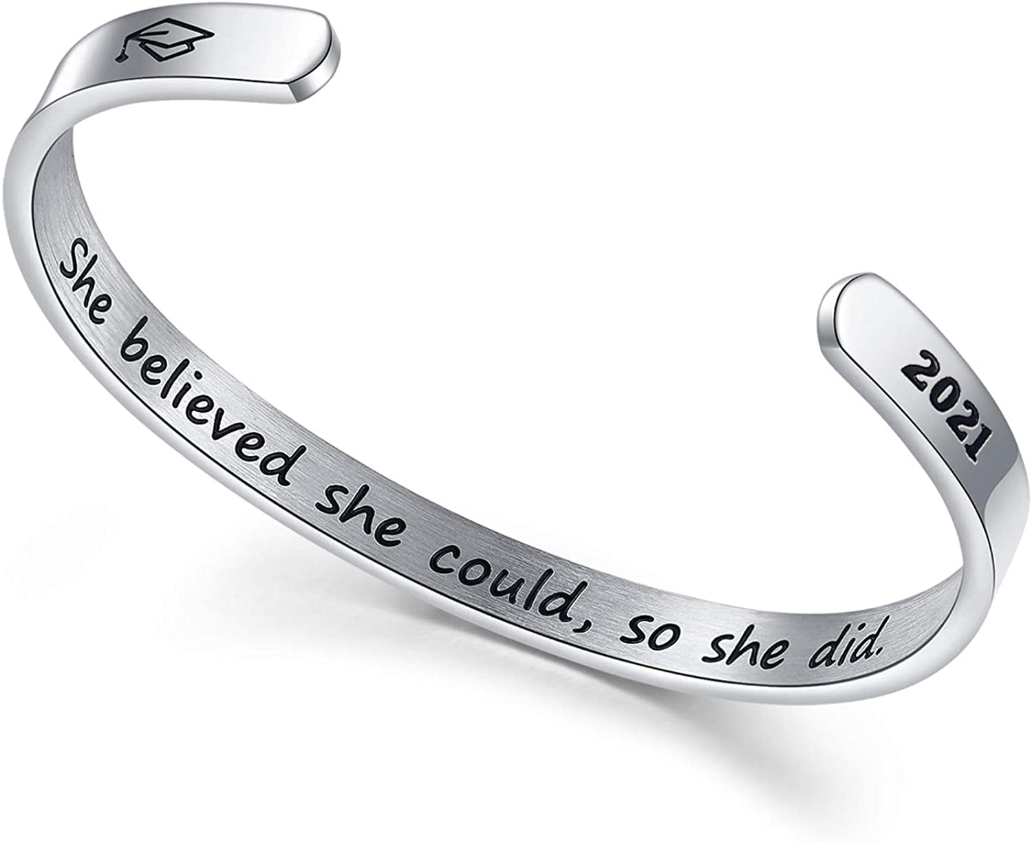 Cuff Bangle Bracelet You Are Braver than You Believe Stainless Steel Inspirational Jewelry 