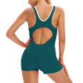thumbnail image 5 of Women's Sleeveless One Piece Wetsuit Conservative Sexy Backless Color Matching Swimsuit with Removable Bra Pads Boxer Style for Swimming,Dark Green,S, 5 of 5