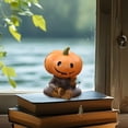 thumbnail image 3 of Statue de Momie Tête de Citrouille de Pêche, Décorations de Statue de Momie Tête de Citrouille de Pêche d'Halloween en Résine, Statues de Squelette de Citrouille d'Halloween (2 Pcs), 3 of 8