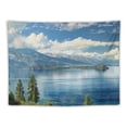 thumbnail image 5 of Shiartex  Landscape Tapestry , Aerial Image of Majestic Lake Above Trees and Mountain in The Horizon, Wall Hanging Wall Decor,White Green Painting, 5 of 6
