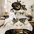 thumbnail image 4 of Manfei Pearl Print Butterfly Bedding Toddler Comforter Set, Chic White Floral Down Comforter, Watercolor Marble Bedding Sets Toddler with Comforter, Microfiber Bedroom Decoration, 2 Pieces Reversible, 4 of 7