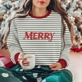 thumbnail image 6 of Makaor Womens Sweatshirts Christmas Plus Size Crew Neck Tops Striped Long Sleeve Pullover Tees Fleece Cute Vacation Clothes, 6 of 7
