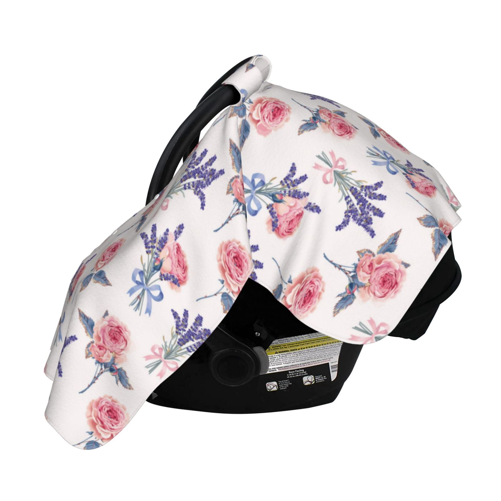 Naloa Lavender Flowers Baby Car Seat Cover, Breathable Baby Carrier Cover, Multiuse Baby Carrier Cover & Nursing Breastfeeding Cover