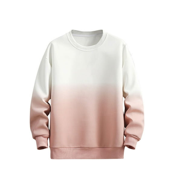 HAiming Sweatshirts for Men Trendy Gradient Color Crewneck Long Sleeve Shirts Plus Size Loose Casual Pullover Tops