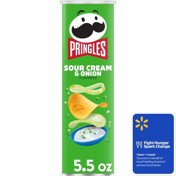 Pringles Sour Cream and Onion Potato Crisps Chips, Lunch Snacks, 5.5 oz Canister