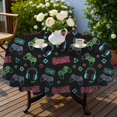 thumbnail image 4 of Game Controller Black Pattern Round Tablecloth 70"x70", Wrinkle Resistant Wipeable Table Cover for Kitchen Dining Room Picnic Patio and Party, 4 of 6